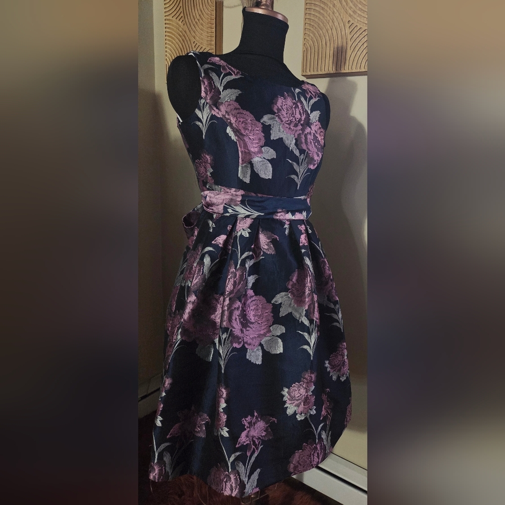 Eliza J Navy, Mauve and Lilac Floral Formal Dress